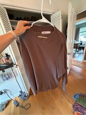 Free people beach Cozy Brown Knit Crewneck Sweater
